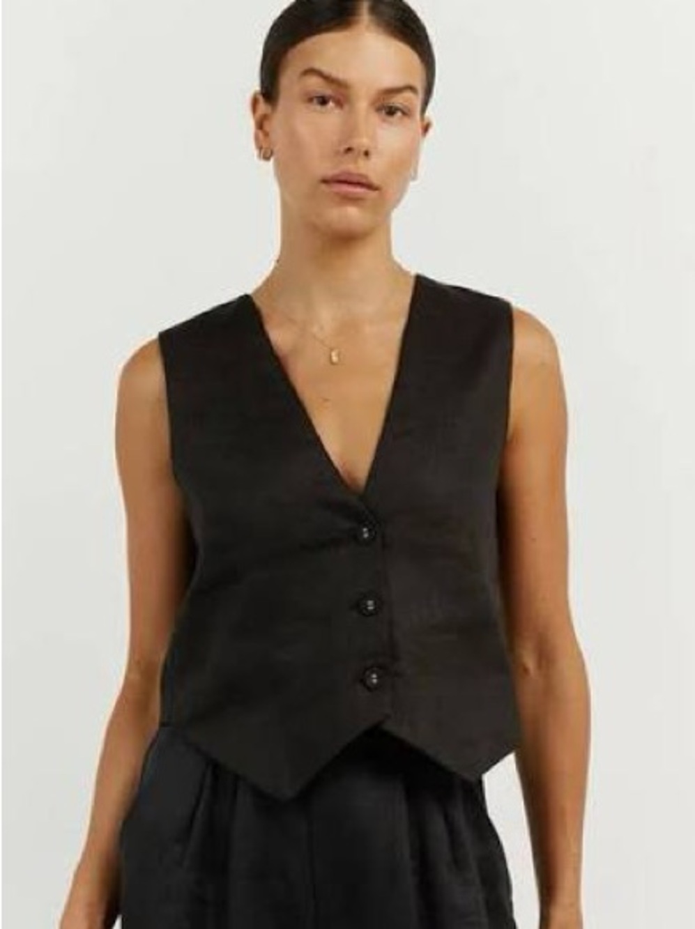 DISSH Black Linen Banks Vest Size 4